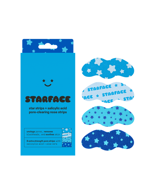 Starface Star Strips™ + Salicylic Acid pore-clearing nose strips. Extra-strength strips that remove blackheads.